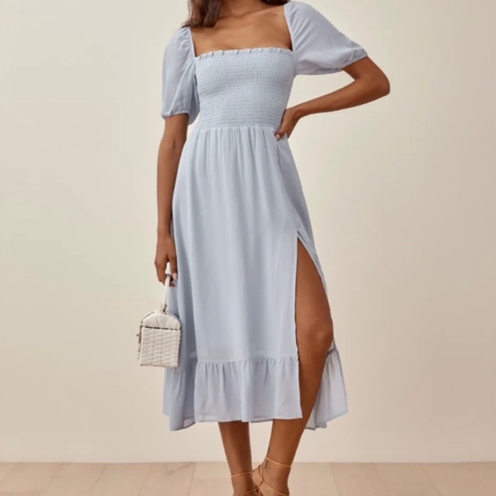 NWT Reformation Meadow Dress, XS, Pale Blue